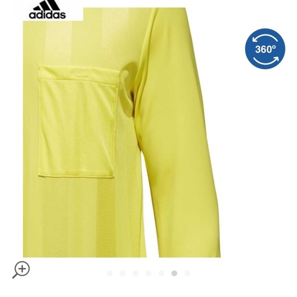 𝅺ADIDAS Referee Long Sleeve T-Shirt Small Neon Yellow - Picture 6 of 8